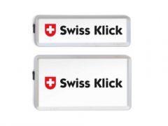 SWISS KLICK Nummernrahmen Hochformat SET chrom matt