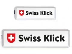 SWISS KLICK Nummernrahmen Langformat SET chrom matt